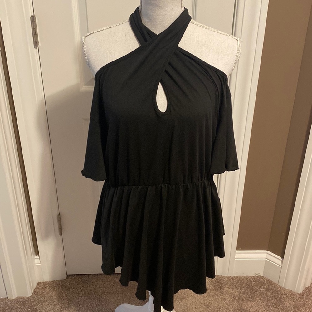 Shein Cinched Waist Open Shoulder Blouse ✨